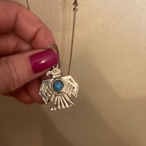Sterling silver and turquoise eagle necklace